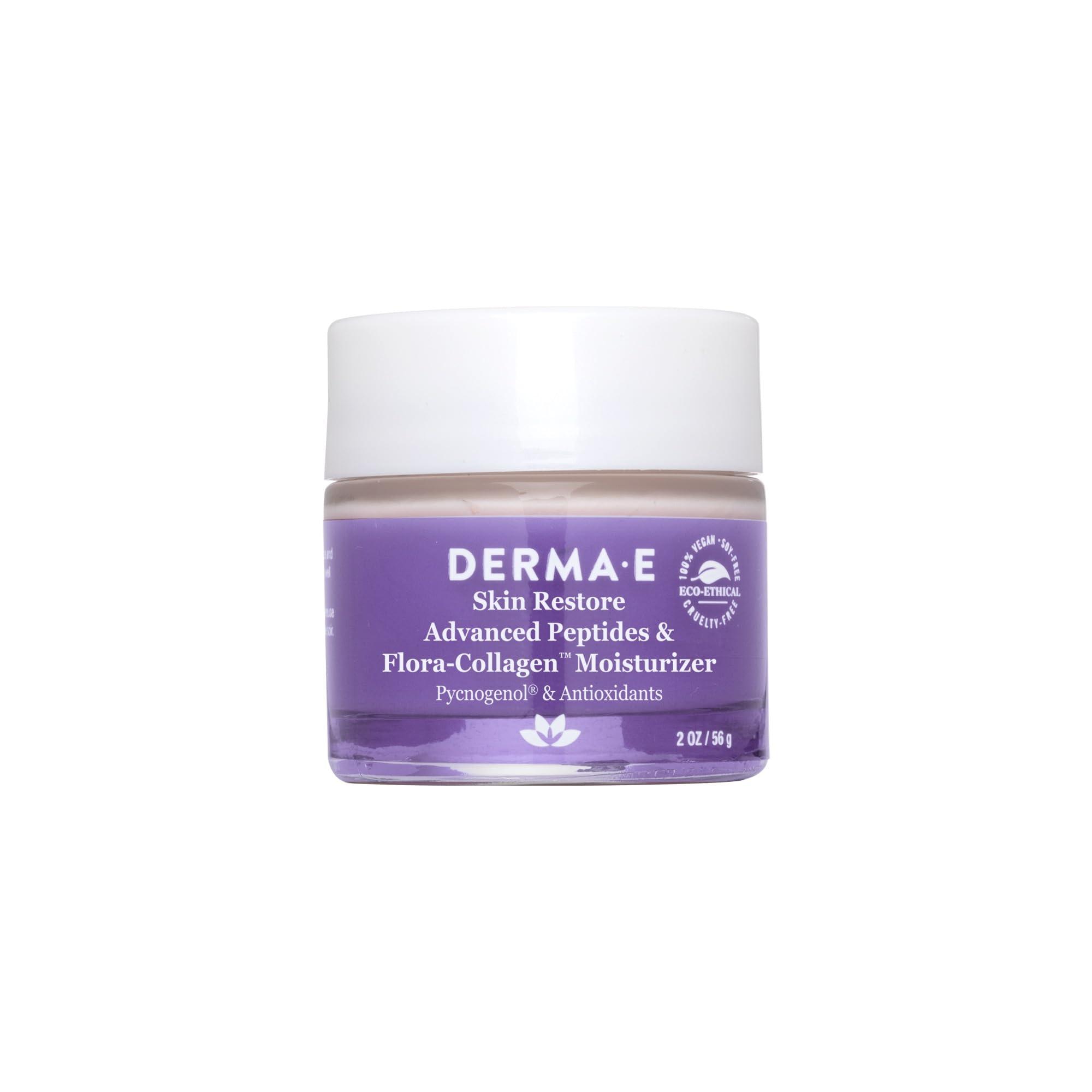 Derma E DERMA-E Advanced Peptides and Vegan Flora-Collagen Moisturizer Double Action Collagen Face Cream with Peptide Complex Intensely Hydrating Face Moisturizer for Lines, Wrinkles and Redness, 2 Oz