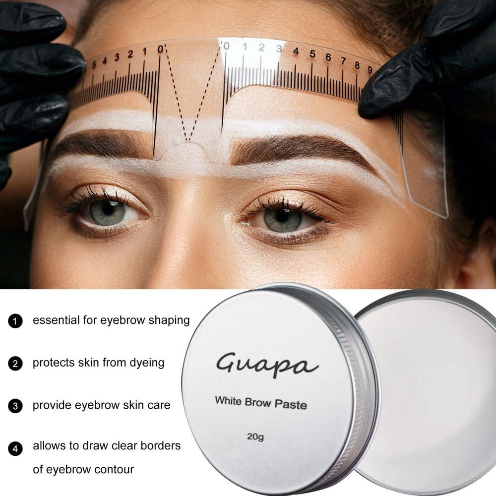 Rasmet 0.7oz Highly Pigmented White Mapping Paste Microblading Eyebrows Shape Mark Tools Brows Contour Design Paste Eyebrow Tinting Tool for Permanent Makeup Micropigmentation (White Paste with Silver Box)