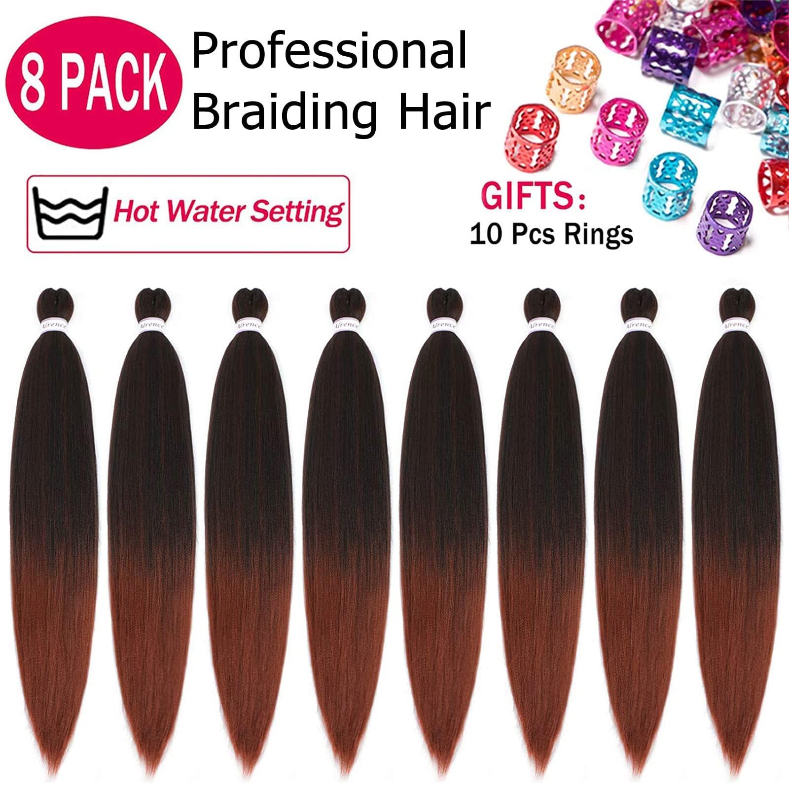 Alrence Alrence Pre Stretched Braiding Hair Long Braid 30 Inch 8 Packs Professional Braiding Hair Extensions Synthetic Crochet Twist Braids (30 Inch,T1B/350)