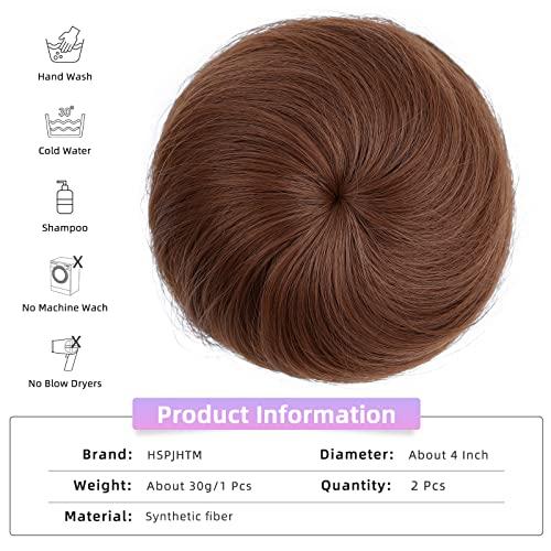 HSPJHTM HSPJHTM 2 PCS Brown Hair Bun Hair Pieces for Women Girls Lady Drawstring Fake Ballet Bun Extensions Synthetic Updo Donut Chignon