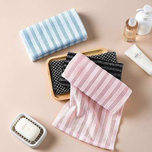 Nutteri Exfoliating Back Scrubber for Shower, Body Back Scrubber Towel For Shower, Bath Wash Cloth Back Washer Deep Clean & Invigorate Your Skin (Black-stripe)