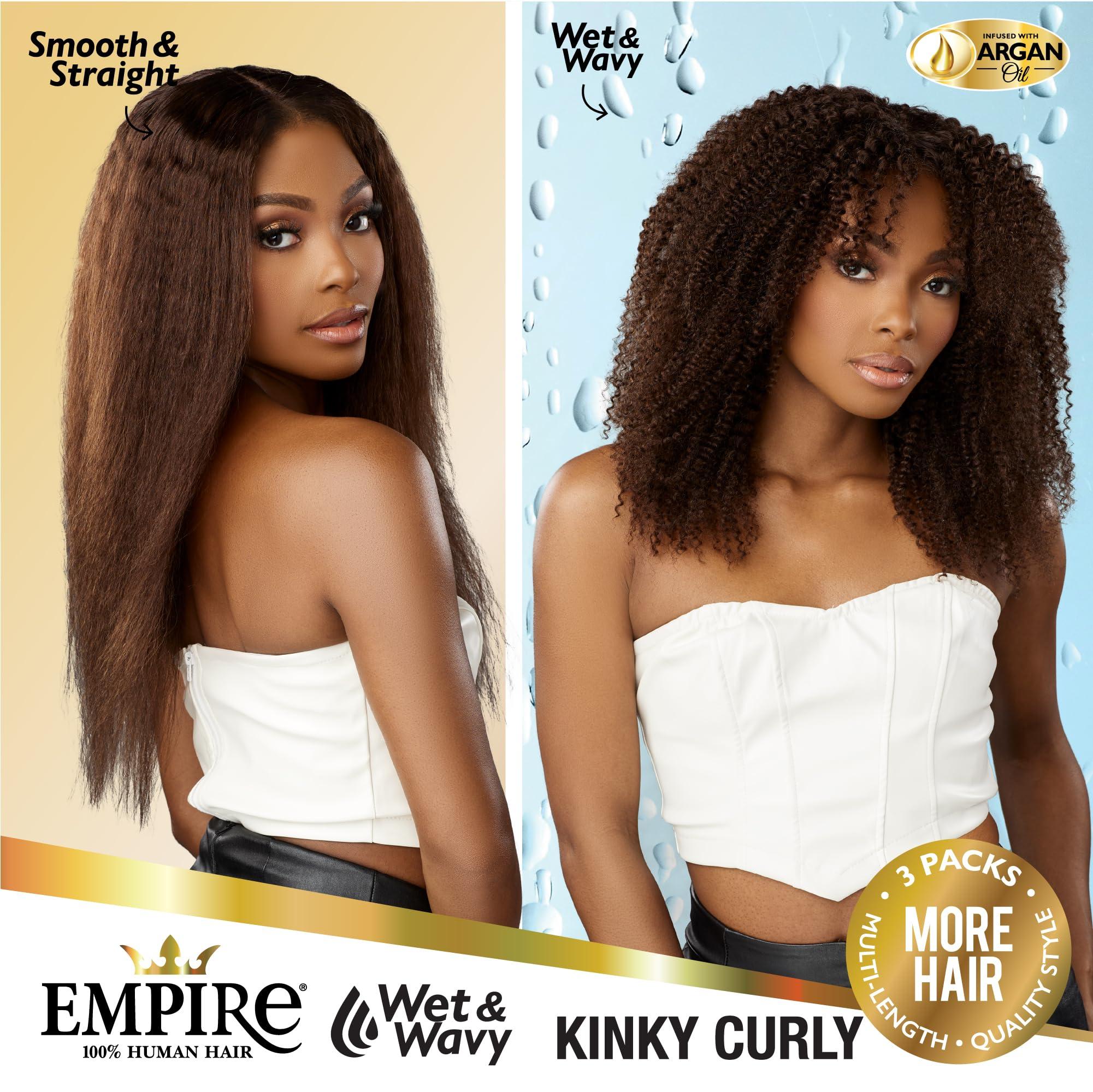 Sensationnel Sensationnel Empire multi weave hair - wet and wavy kinky curly human hair 3 bundle layered lengths (14 16 18 inch, 1B OFFBLACK)