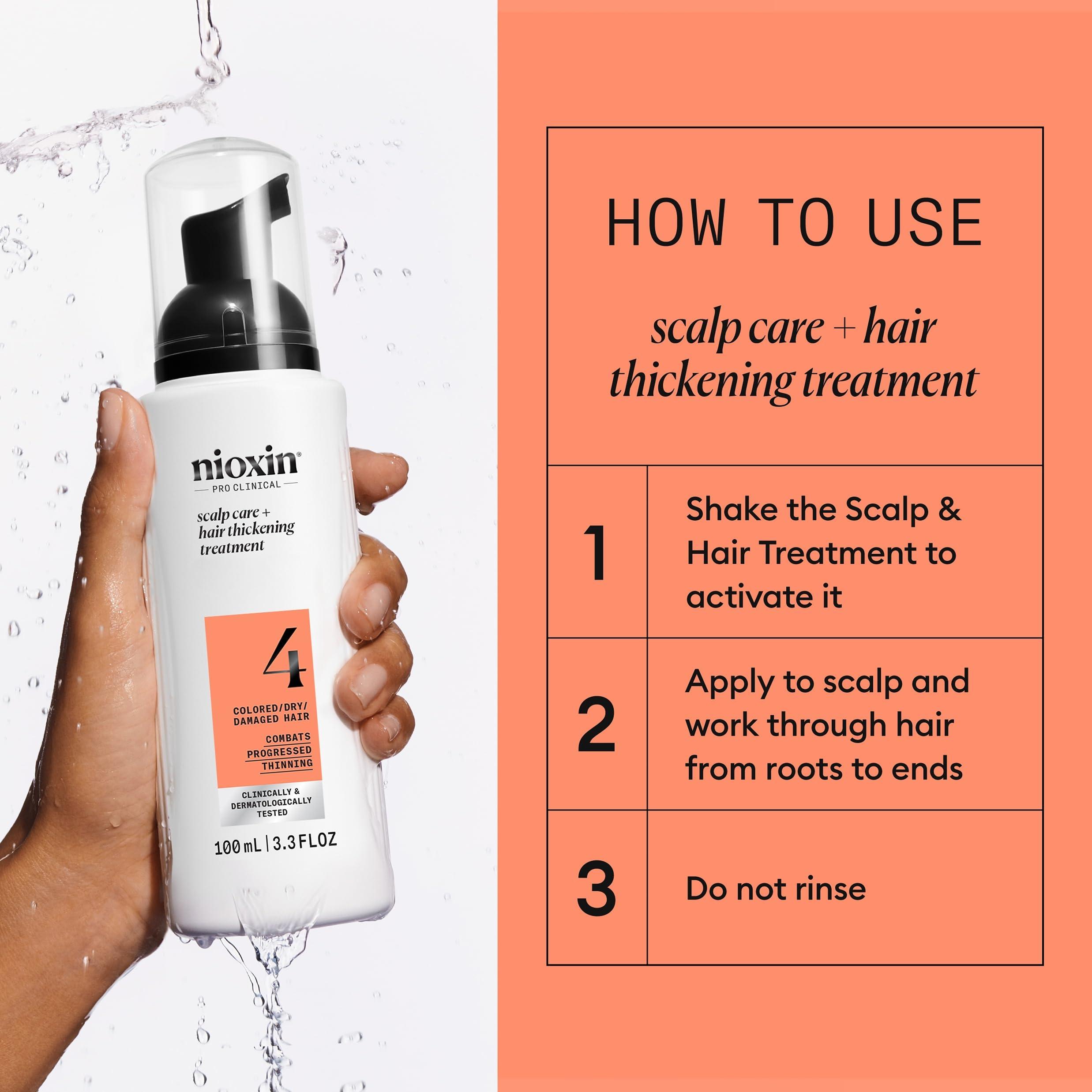 Nioxin Nioxin System 4 Scalp + Hair Thickening Treatment | Serum for Colored or Damaged Hair with Progressed Thinning | 3.4 Fl oz.