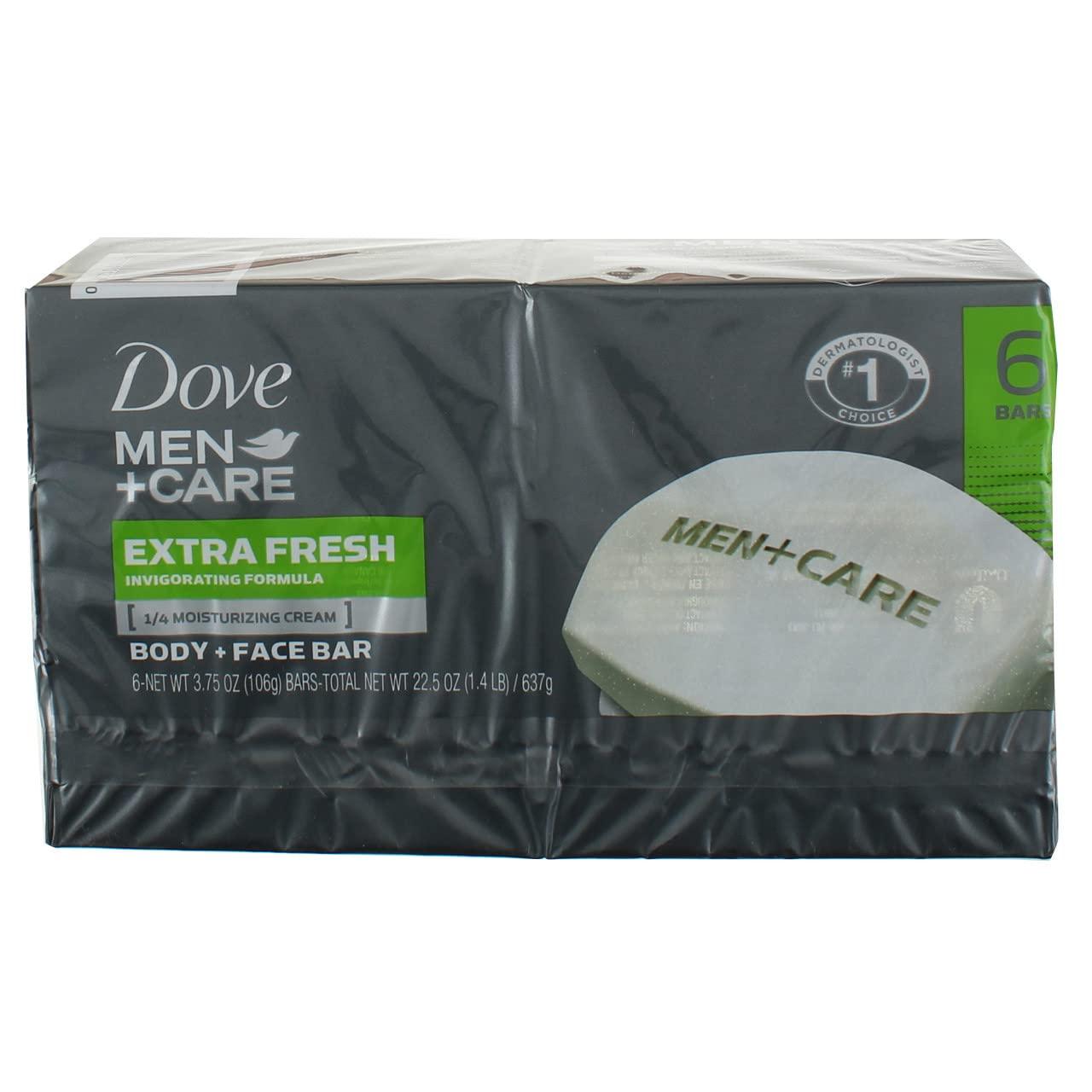 Dove Dove Men+Care Extra Fresh Body + Face Bars, Invigorating Scent, 3.75 oz, 6 Ct (4 pack) (Bundle)