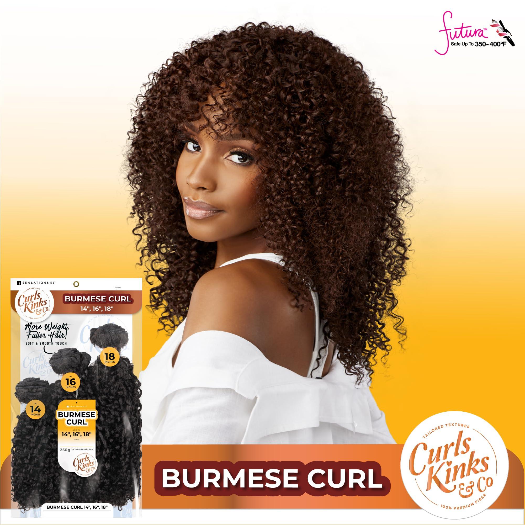Sensationnel Sensationnel Curls kinksandco synthetic bundles - burmese curl multibundle quick weave hair for natural 3c to 4c hair textures (14 16 18 inch, S1B/GINGER)