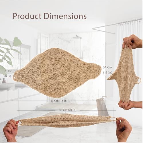 Mekhak Natural Products Natural Loofah Exfoliating Body Scrubber, Loofah for Men and Women Handmade Durable Wash Cloth, Back Scrubber with Handles for Bath and Shower, Deep Clean, Skin Care, Kurdish Loofah, Bath Accessories