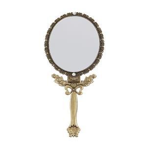 HI Industry SEHAMANO Butterfly Designed Double Sided Magnification Hand Held Makeup Metal Mirror Folding Handle Stand Travel Mirror (Medium, Brass)