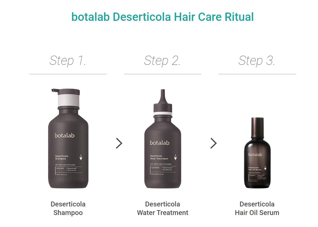 Botalab Botalab Hair Growth Pack Korean Kbeauty Hair Care Set: 3 Items, Deserticola Shampoo, Water Treatment, Hair Oil Serum