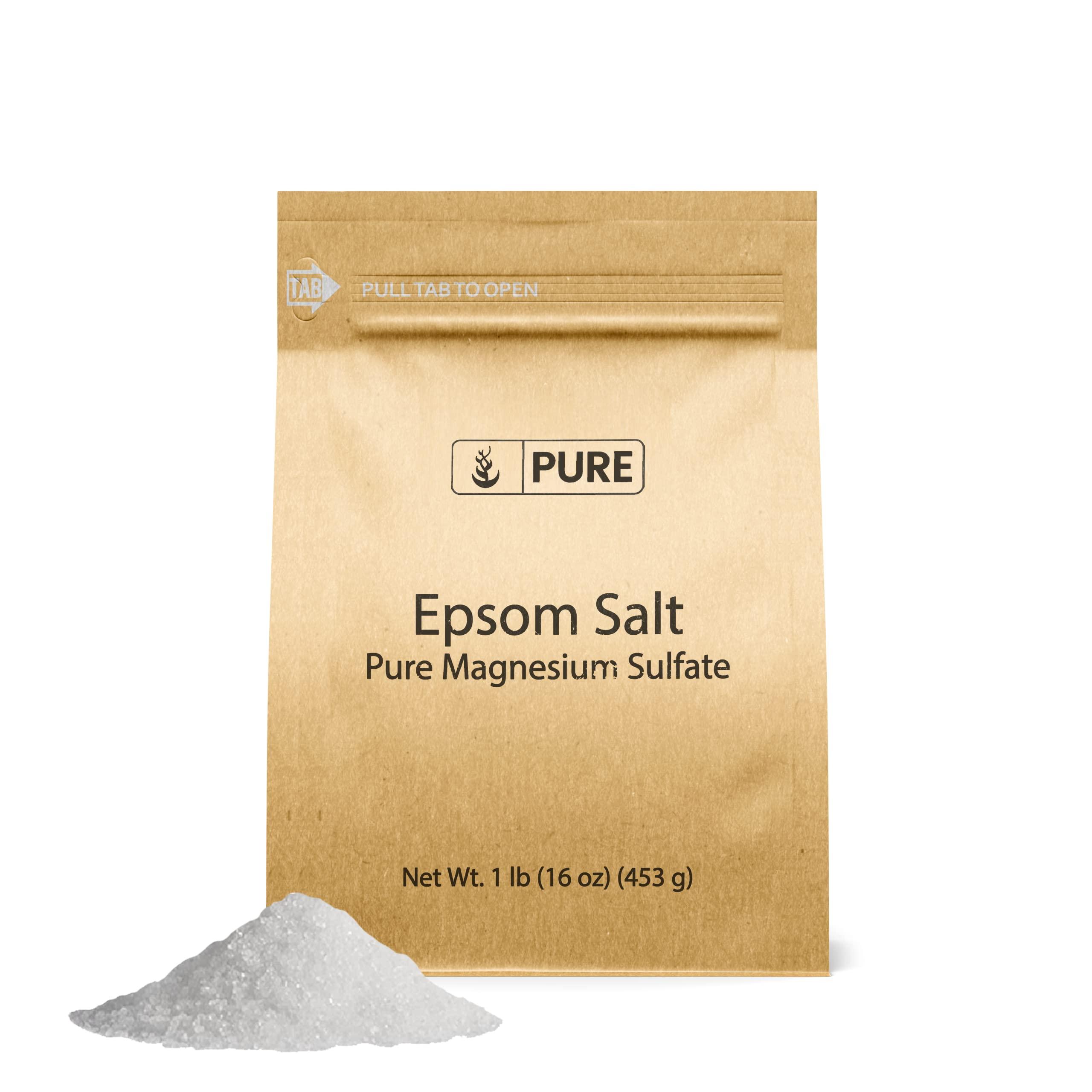 Pure Organic Ingredients Pure Original Ingredients Epsom Salt (1 lb) Pure Magnesium Sulfate, Food Grade, Soaking Solution
