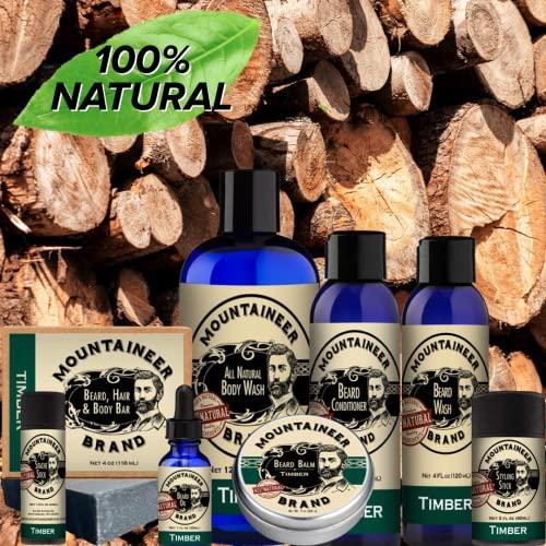 Mountaineer Brand, 100% Natural Always Mountaineer Brand Stache Stick | Mustache Wax for Men | 100% Natural Beeswax and Plant Based Oils | Grooming Beard Moustache Wax | Strong Hold | Smooth, Condition, Styling Balm | Timber 1.5oz