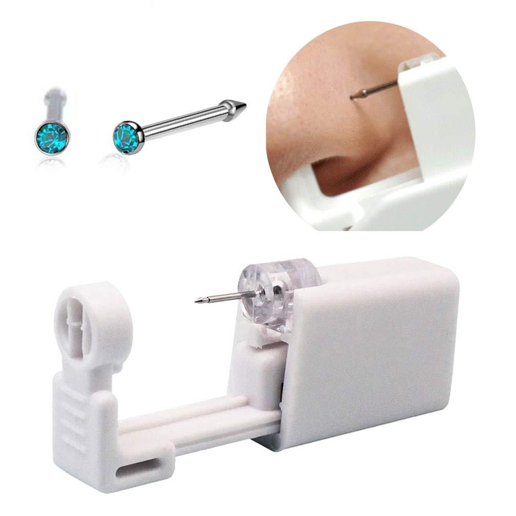 SLVIEKAE Nose Piercing Kit, Nose Pierce Kit Nose Piercing Gun Self Nose Piercing Gun Kit Nose Piercing Gun Kit Tool (Blue)