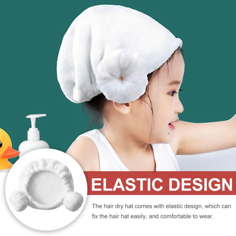 BIUDECO BIUDECO Quick Drying Hair Wrap for Boy Girl Cotton Hair Towel Hat with Heart Pattern Absorbent Hair Turban for Boy Girl Soft Cloth Hair Drying Towel Cap