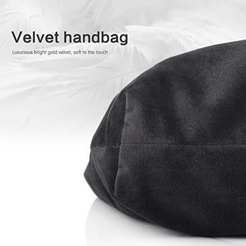 XMRSOY XMRS Women Luxury Velvet Evening Bag Knot Closure Wrist Bag Portable Cosmetic Organizer Pouch (Black)