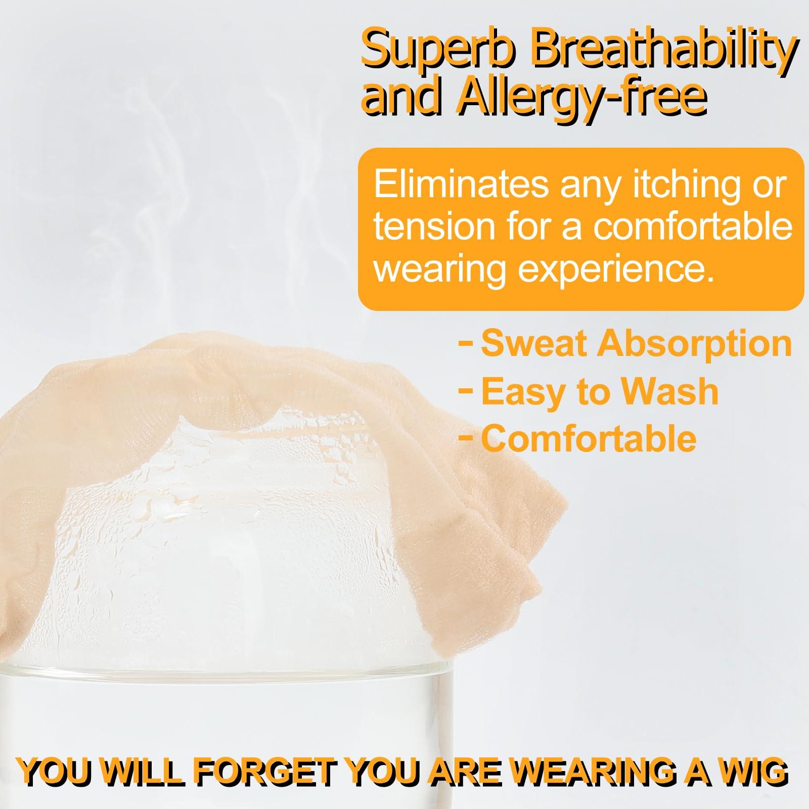 BEEOS BEEOS Nude SKINLIKE HD Wig Cap, 24 Pieces Invisible and Sheer Breathable Ultra-thin Stretchy Stocking Caps for Lace Front Wigs, Bald Cap for Women