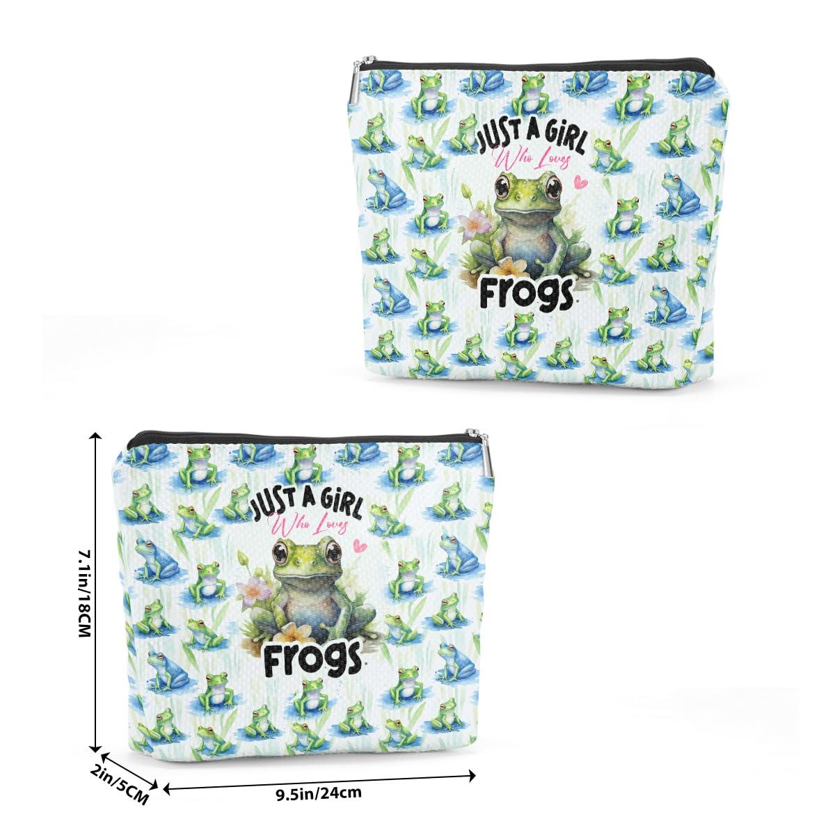 TBT Frog Gifts Funny Makeup Bag Frog Cosmetic Bag Frog Themed Gifts for Women Girls Best Friend Niece Daughter Animal Lovers Frog Lover Gifts Floral Travel Organizer Graduation Birthday Gifts