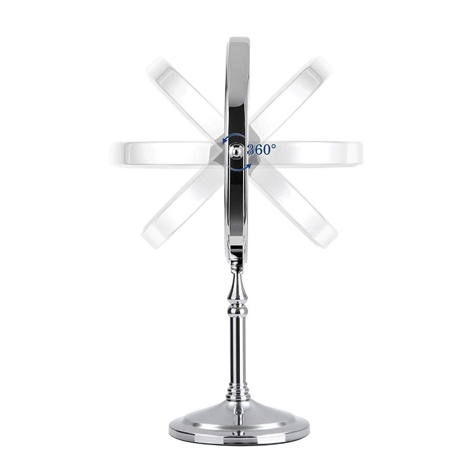 DMNSDD Countertop Makeup Mirrors, 8 inch Double Sided Brass Magnifying Mirror, Tabletop 360 Swivel Cosmetic Vanity Shaving Mirrors,Chrome,7X