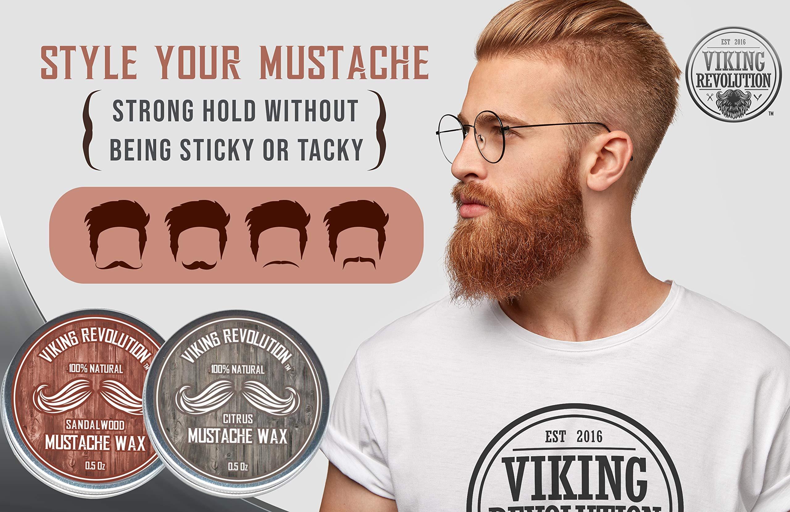 Viking Revolution Viking Revolution Mustache Wax 2 Pack - Beard & Moustache Wax for Men - Strong Hold Helps Train Tame & Style (Citrus & Sandalwood, 2 pack)