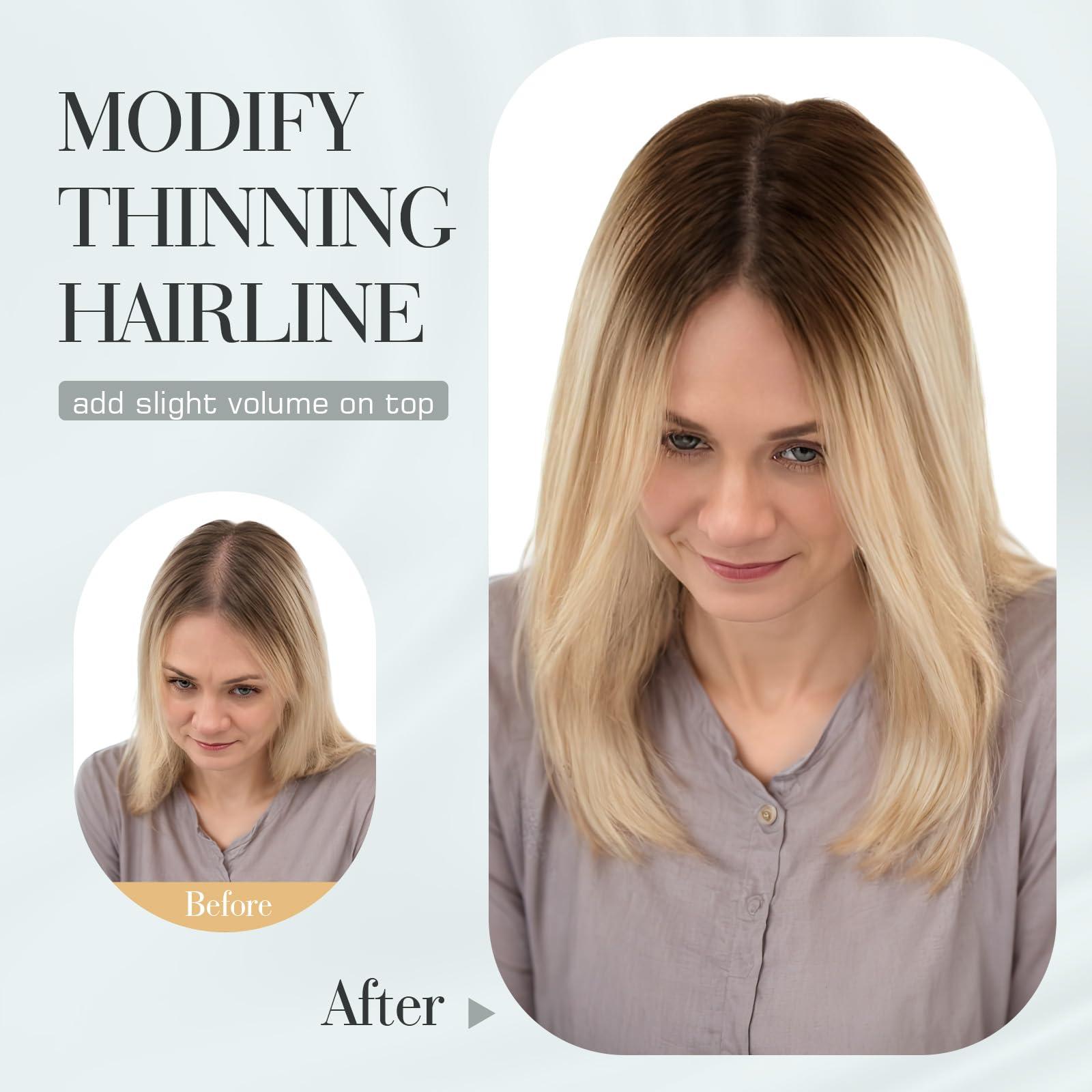 Hairro Hairro Hair Toppers For Women Real Human Hair Top Hair Pieces For Thinning Hair Short Topper Hairpiece Remy Toupee On Top 10 Inches 36g #JLT613 Medium Brown Ombre to Bleach Blonde