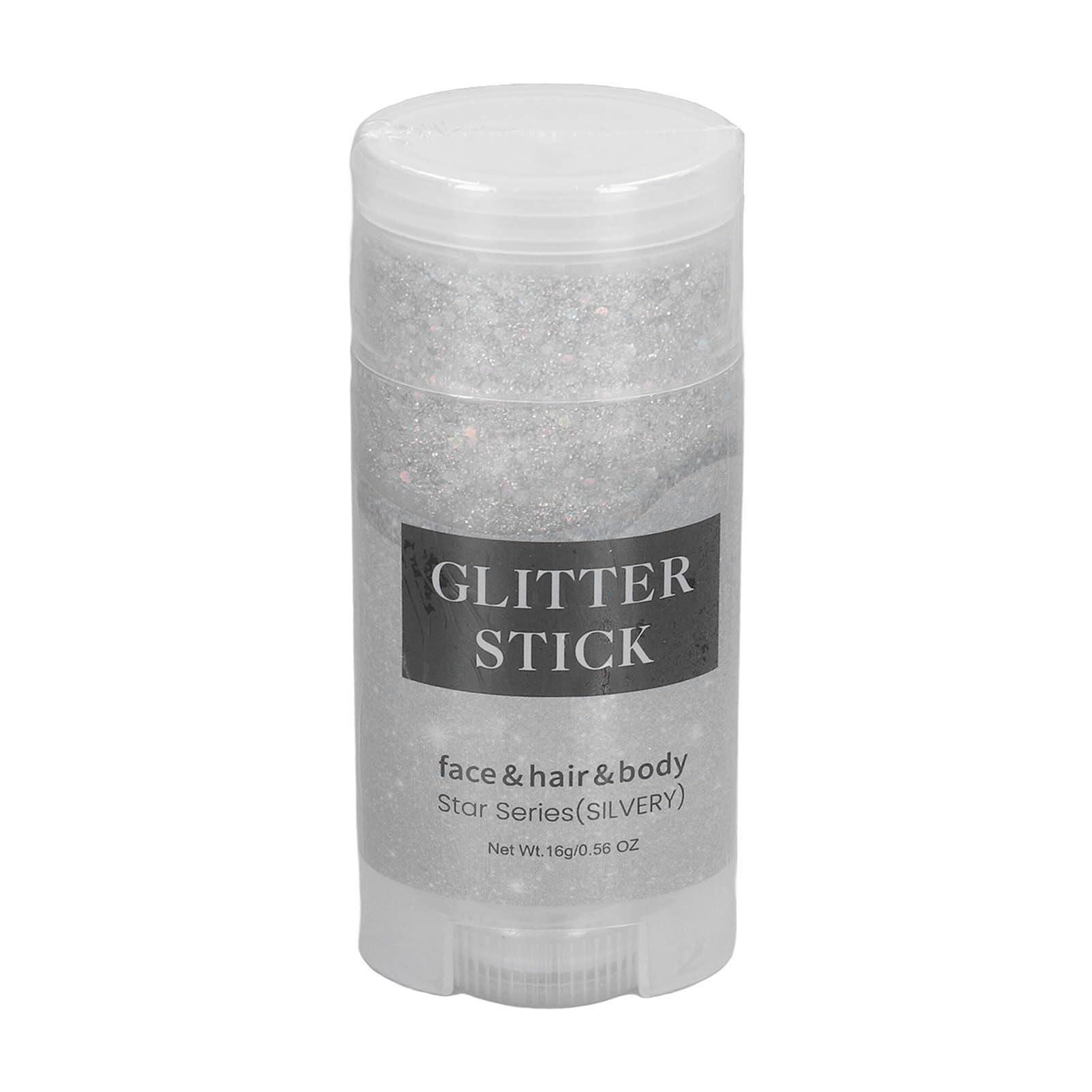 Airshi Body Glitter Stick, Skin Friendly Lasting Mild Silver Sparkling Body Glitter Gel for Hair for Parties