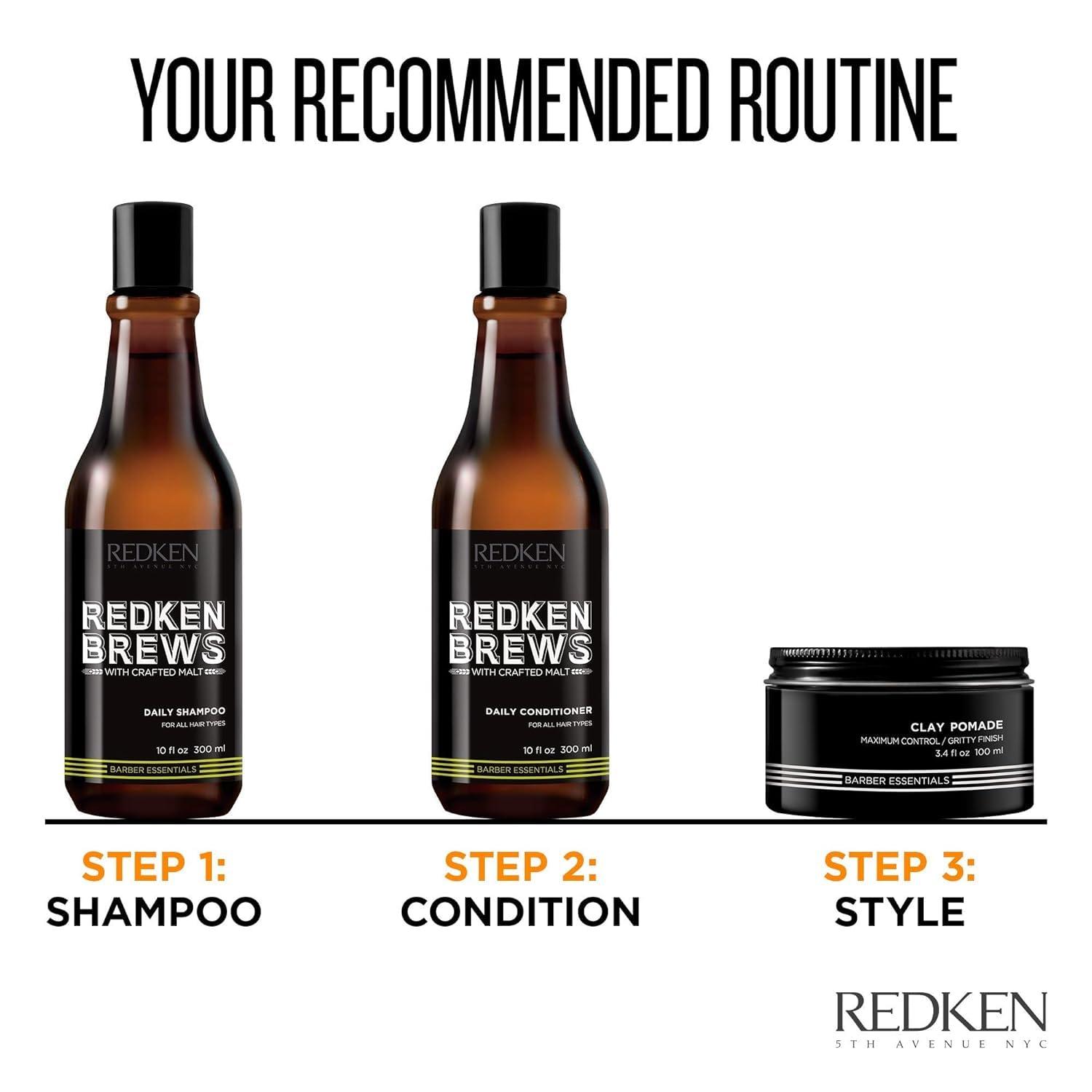 Redken Brews Redken Brews Daily Shampoo For Men | Lightweight Hydrating Hair Cleanser | Add Moisture and Shine to Dry Hair | For All Men's Hair Types