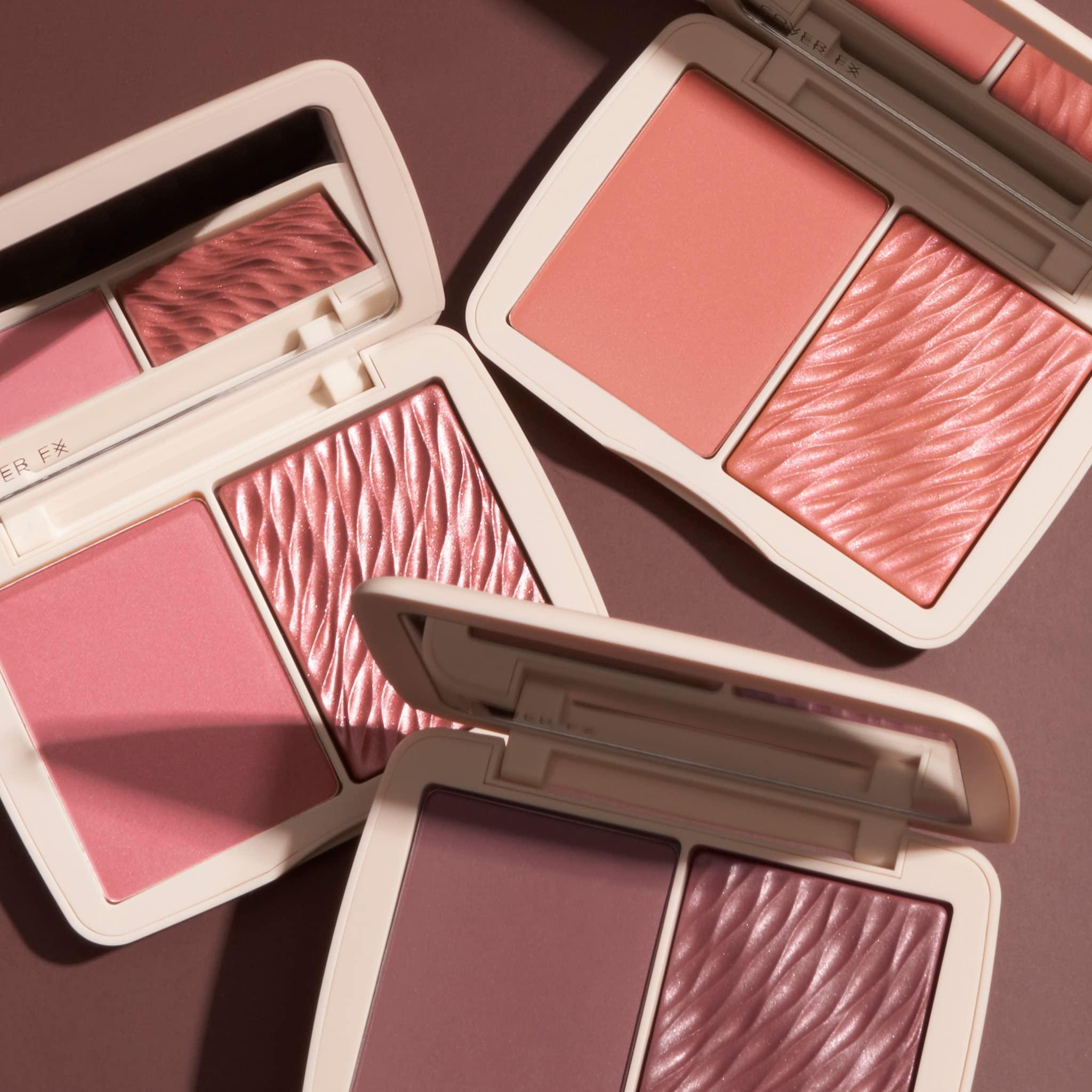 Cover FX COVER FX Monochromatic Powder Blush Duo - Soft Peach: Peachy Nude - Matte + Shimmer Finish - Create Custom, High Impact Color