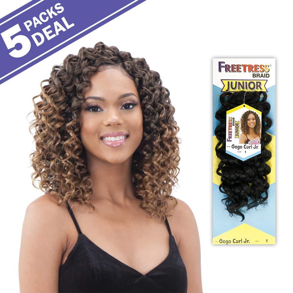 FREETRESS BRAIDS Freetress Braids MULTI PACK DEALS! Crochet Braids Gogo Curl Jr (5-PACK, OT27 black/honey blond bottom)