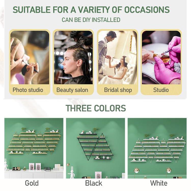 Bubinblau Bubinblau Black,10pcs, Nail Polish Display Rack Wall Mounted, Triangle Nail Polish Bottle Storage Holder, Floating Shelf Combination for Salon Retail Shop