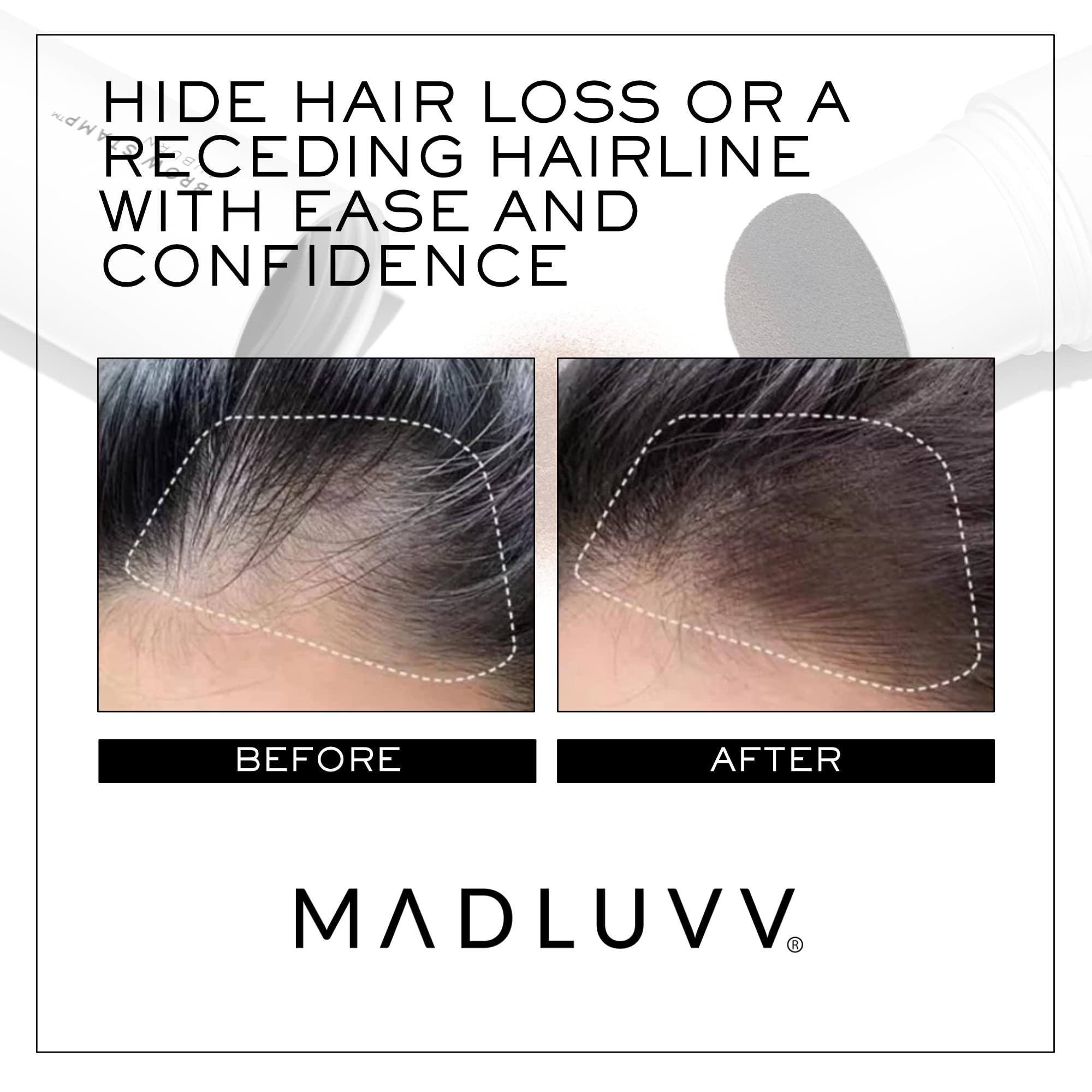 MADLUVV MADLUVV Brow Stamp Refill* - Color Stamp for Brows & Root Touch Up for Women & Men, Instantly Conceal Hair Loss, Grey Hair, Thinning Hair with Stain-Proof/Smudge-Proof Powder Formula (Medium Brown)