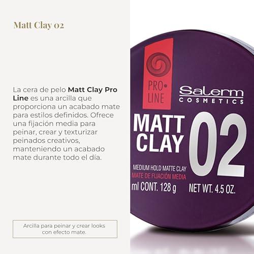 SALERM SALERM - Hair Wax - Pro Line Matt Clay 02-125 ml - for Medium and Long Hair - Medium and Flexible Hold - Long-Lasting - Matte Finish - Hair Texturizer - Nourishes and Hydrates