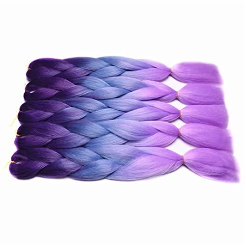 STREJHYT 5Pcs Shadow Jumbo Braiding Hair Extensions 60 Cm 100G Synthetic Brown Blonde Gray Pink Purple Blue Crochet Braids Hair Bundles T#27613 24inches