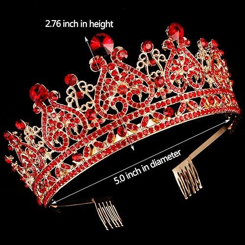 TOBATOBA TOBATOBA Red Tiaras and Crowns for Women Queen of Hearts Crown, Gothic Red Crown Royal Queen Crown Baroque Crown Princess Tiara Queen of Hearts Costume Women Birthday Pageant Halloween Costume Cosplay