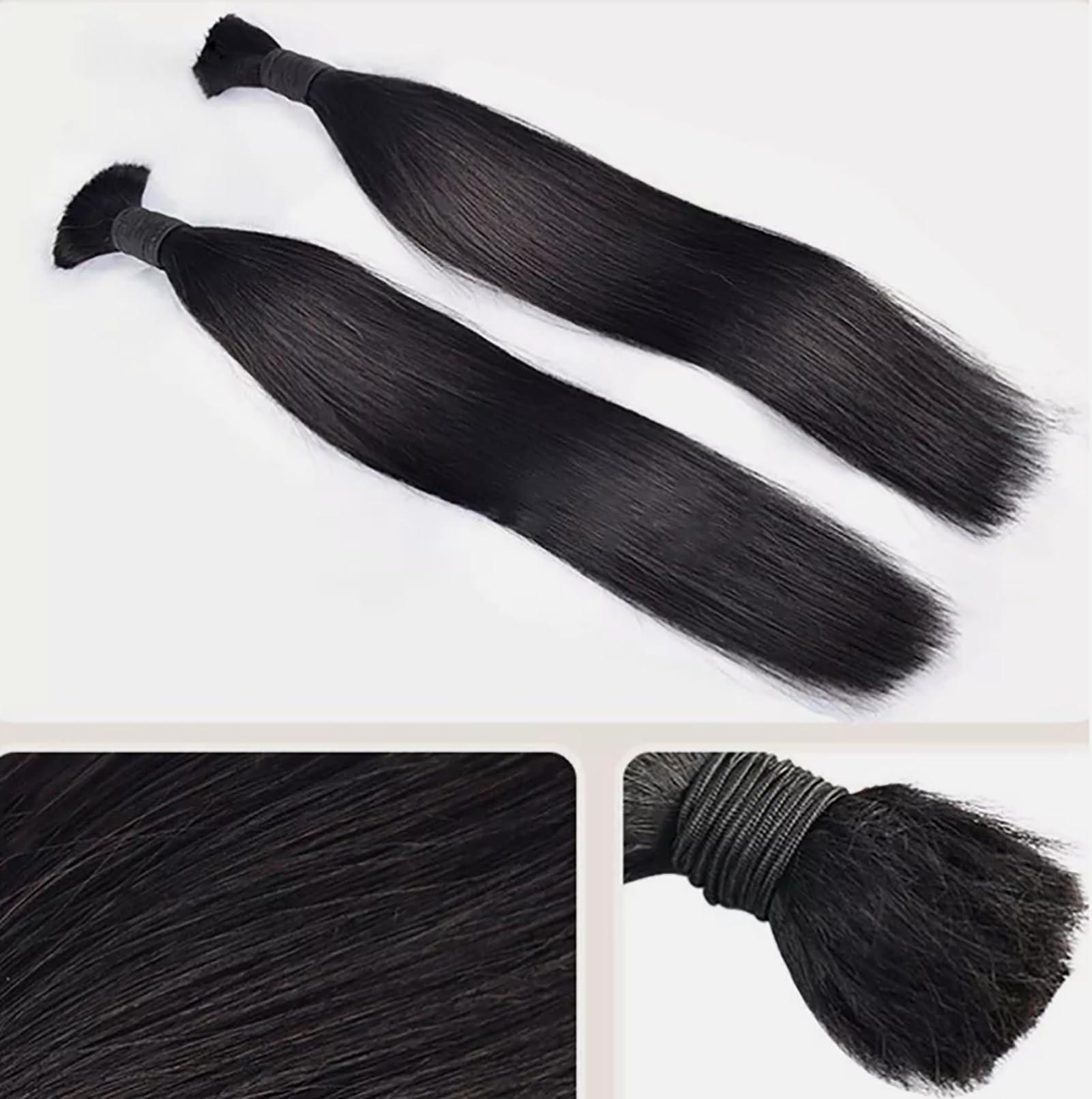 Aosome Human Braiding Hair Deep Wave Bulk Human Hair for Braiding 2Bundles/100g No Weft 10A Wavy Human Braiding Hair for Boho Braids 100% Brazilian Virgin Curly Human Hair Extensions (DEEP WAVE, 24inch)