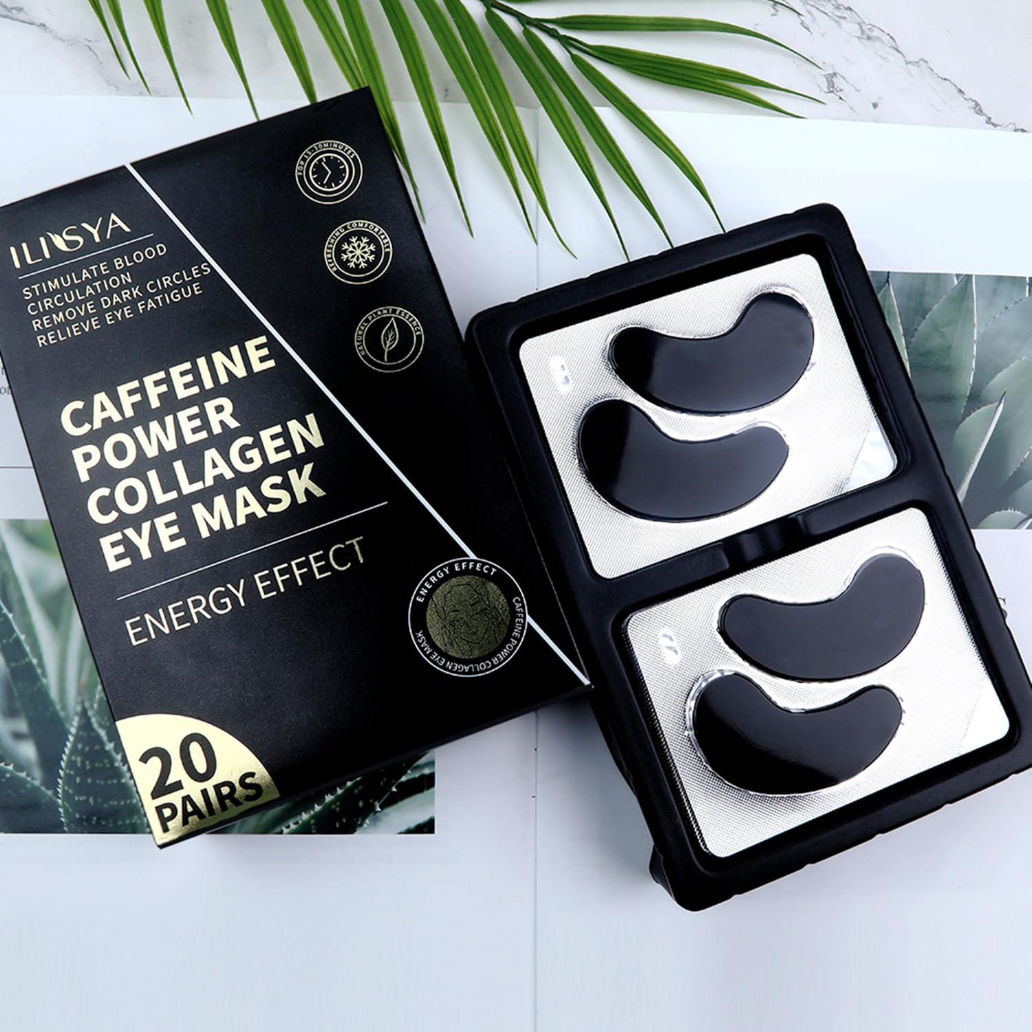 ROUSE ROUSE Collagen Under Eye Patches with Caffeine Eye Treatment Mask for Dark Circles Eye Fatigue Puffiness Refreshing Revitalizing Skin Care Eye Gel Pads-20 Pairs