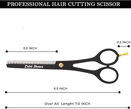 Zaini Shears Professional Thinning Scissors Texturizing Teeth Shears for Hairdressing, Salon and Home Use Thinning Shears for Hair Cutting, Japanese Stainless Steel, 6.5 inch, (black gold)