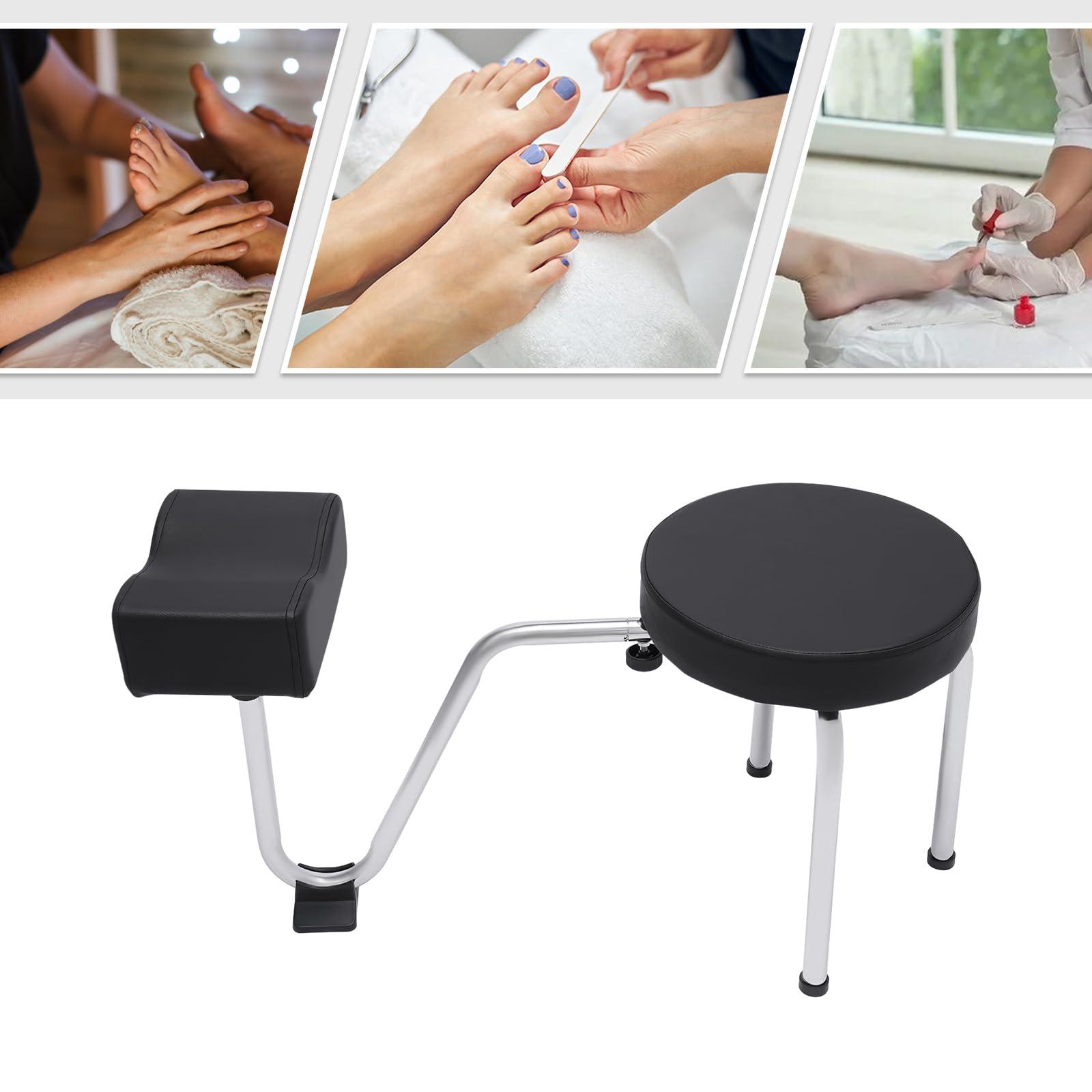 ACNAO ACNAO Pedicure Stool with Footrest,Modern Style Height and Length Adjustable Leg Rest PVC Pad Pedicure Foot Rest Stand Nail Station for Spa Beauty Salon Studio Equipment Supplies,Black