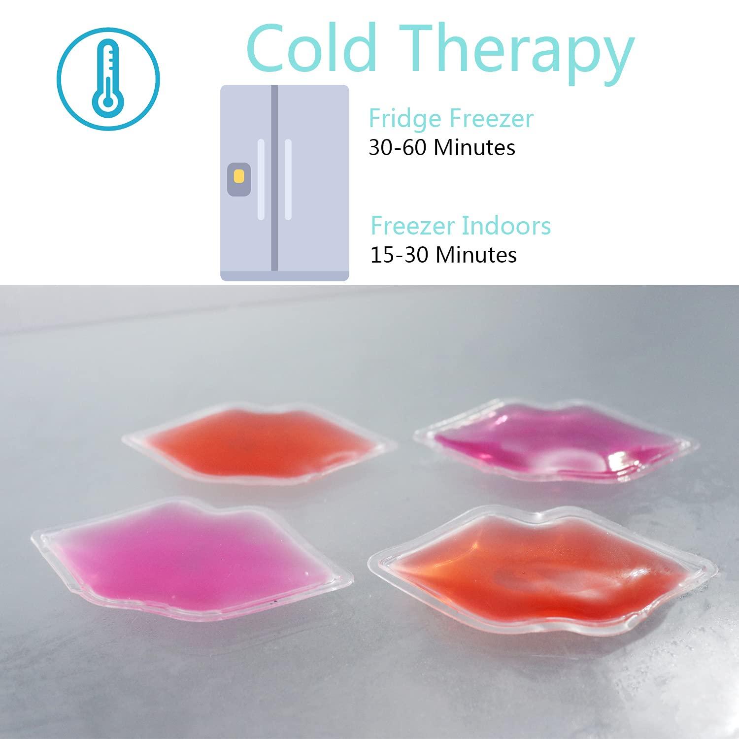 HI FINE CARE Lip Ice Pack for Cosmetic (10 Pack) Small Ice Pack for Lip Filler, Mini Ice Pack Cold Use for Lip Keep Lipstick from Fading, Heat Use for Makeup Remover, Gift for Girl Woman (5 Pink + 5 red)