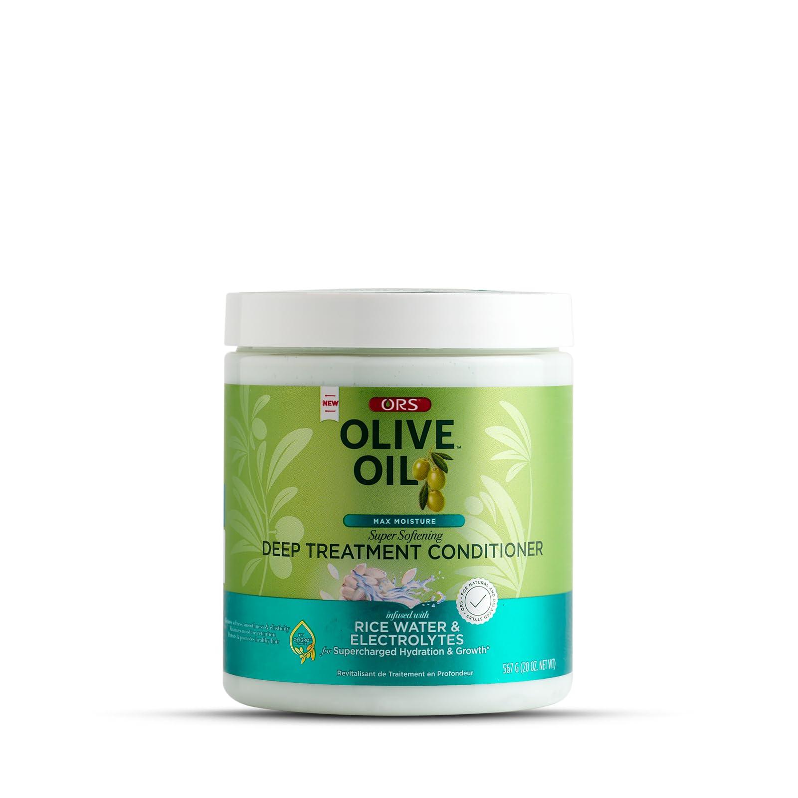 ORS ORS Olive Oil Max Moisture Super Softening Deep Treatment Conditioner Infused with Rice Water & Electrolytes - ORS Olive Oil Max Moisture Leave-In Conditioner with Rice Water and Electrolytes - Bundle