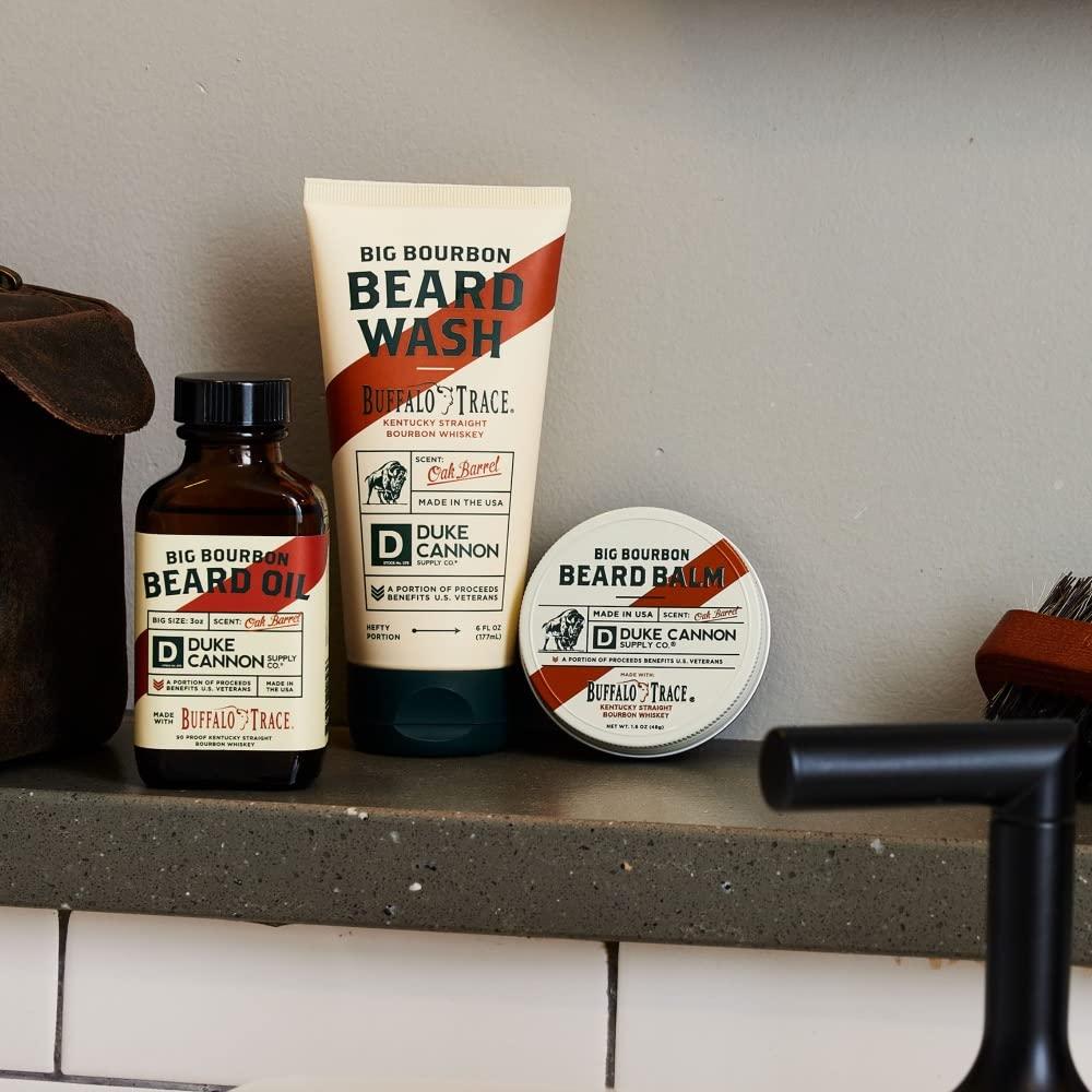 Duke Cannon Supply Co. Duke Cannon Supply Co. Big Bourbon Beard Care Collection Gift Bundle (3 Piece Set) - Beard Wash, Balm and Oil (Oak Barrel Scent)