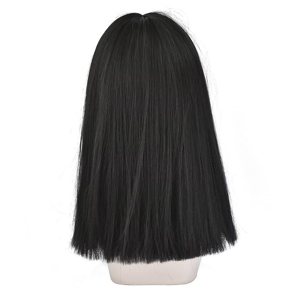 HUAISU HUAISU Long Black Straight Hair Wig with Bangs Synthetic High Density Long Hair Wig for Women (Natural Black, 18inch)