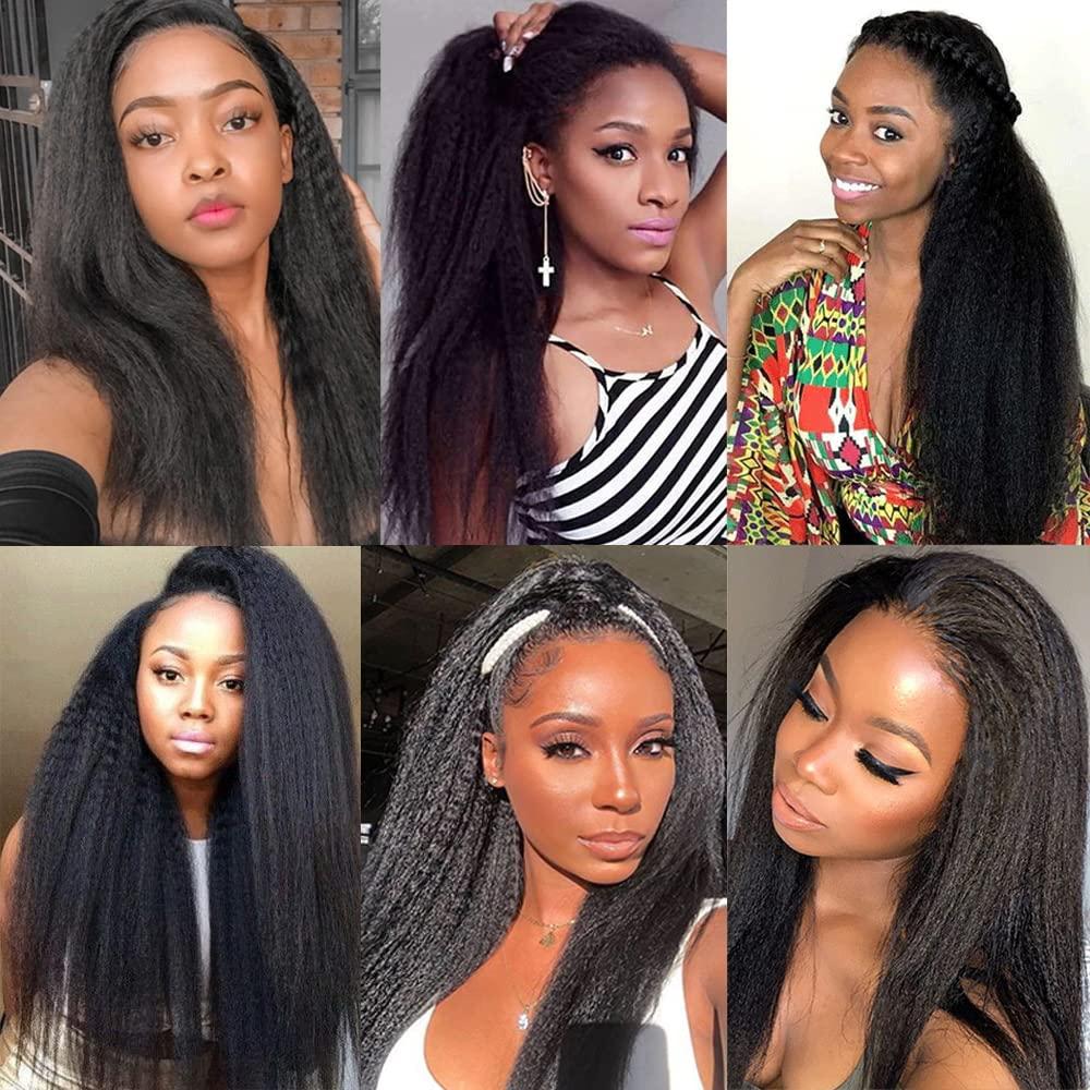 Capurchra Brazilian Yaki Wave Hair Bundles Virgin Human Hair 3 Bundles Yaki Wave Hair Extensions Double Weft Hair Weave Bundle 100% Unprocessed Virgin Hair Bundles 26 28 30 Inch