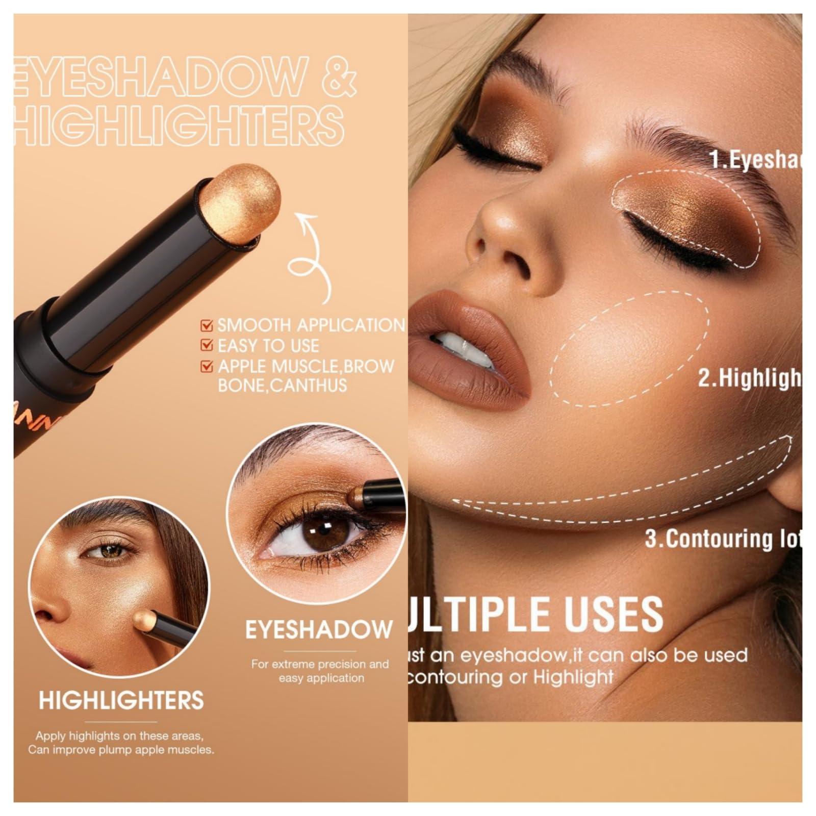 LGSZGDCN LGSZGDCN Silver Gray Grey Cream Eyeshadow Stick, Glitter Smooth Shimmer Eyeshadow Pencil Makeup, Hypoallergenic Waterproof Long Lasting Multi-Dimension Eye Shadow Highlighter Stick (# 14)