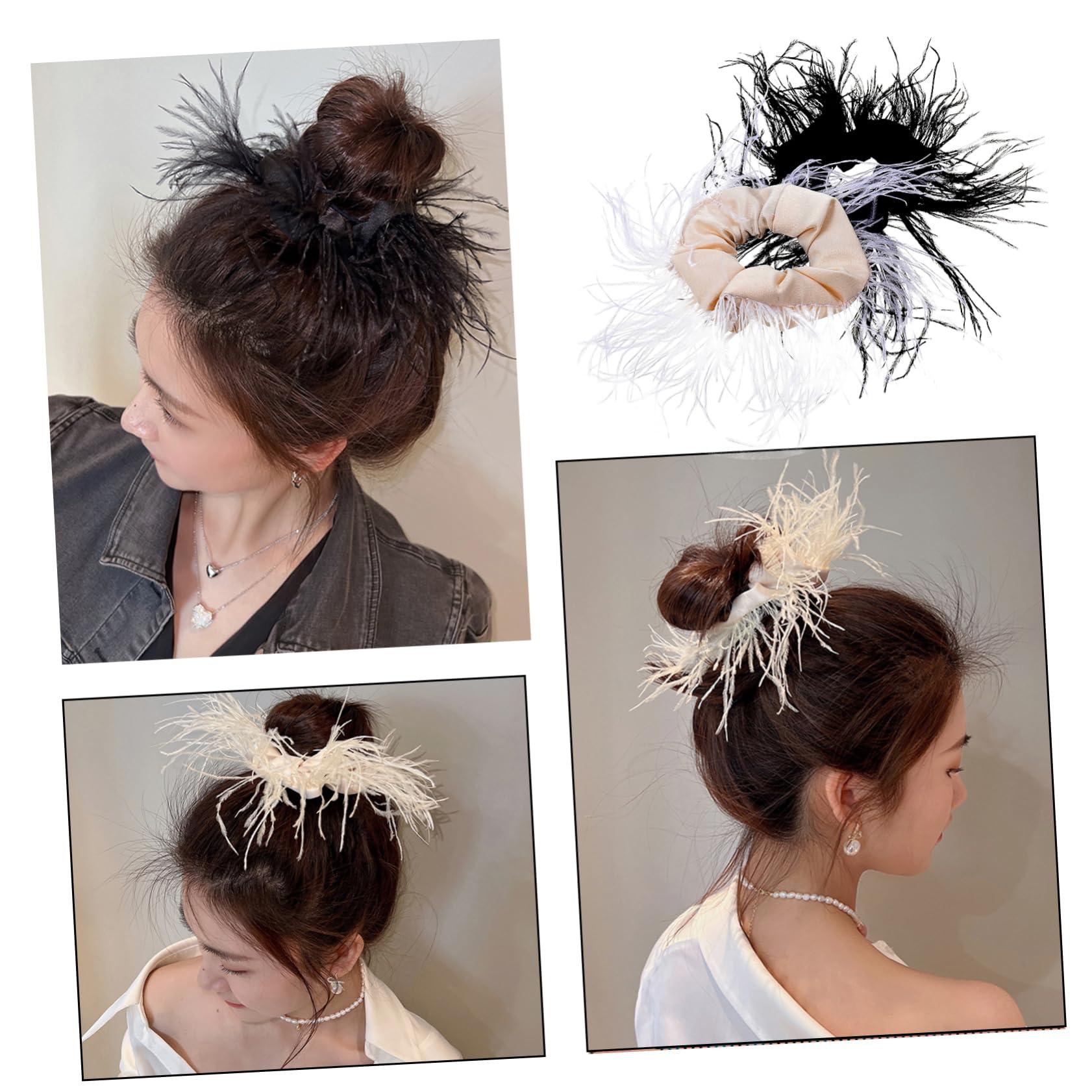 FRCOLOR FRCOLOR 6 Pcs Hair Tie Halloween Hair Band Hair Scrunchy Beach Hair Scarf Hair Bands Scrunchie Thick Hair Towel Ring White Decor Girls Hair Accessories Fabric Ostrich Hairpin Miss