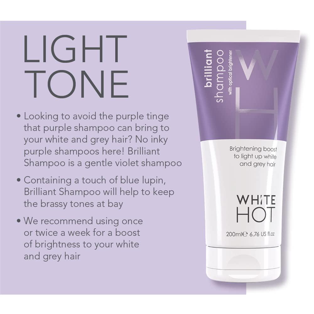 White Hot White Hot Brighten Duo: Brilliant Shampoo & Luminous Conditioner 200ml, lights up white & grey hair, banishes brassy tones, purple shampoo