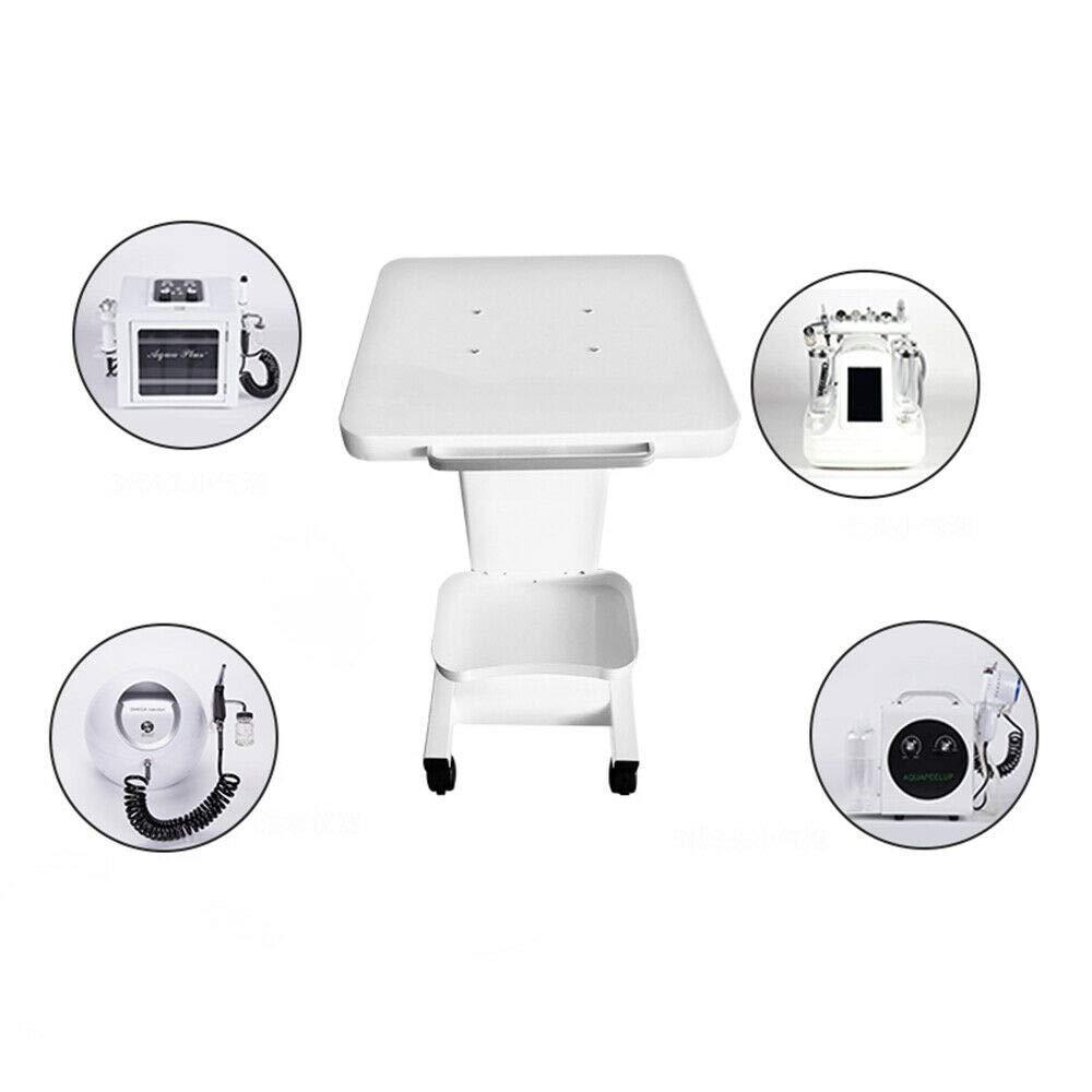 VPABES White Beauty Equipment Cart, 4 Wheels Mobile Beauty Salon Trolley Cart Pedestal Rolling Cart, Multi-Purpose Aluminum Alloy Spa Barbershop Rolling Trolley Cart with Wheels and Tray (White with Socket)