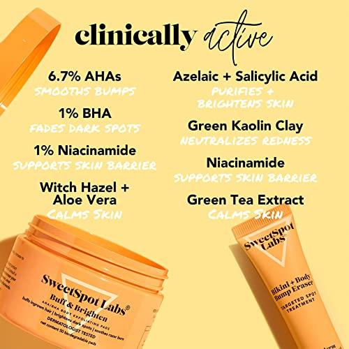 SweetSpot Labs SweetSpot Labs Ingrown Hair Removal Kit | Razor Bump & Ingrown Hair Treatment For Bikini Area, Body & Underarms | Safe for All Skin, Bump Eraser and Buff and Brighten Pads Set