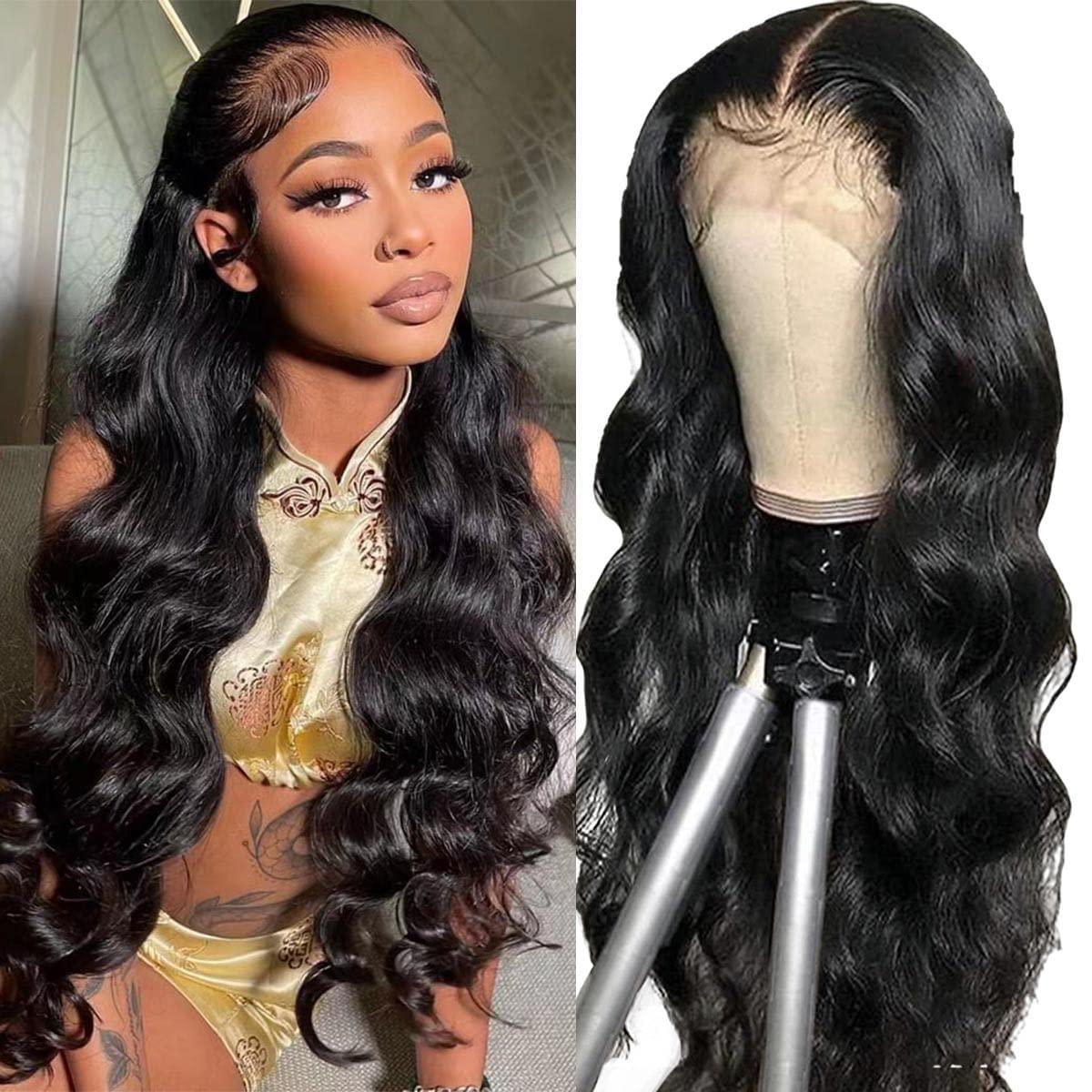 MOOTAFUL MOOTAFUL Large Cap Wigs 24 inch Cap Size Lace Front Wigs 134 Body Wave 150% density Pre Plucked with Baby Hair Brazilian Virgin Human Hair Wigs for Black Women 16 inch