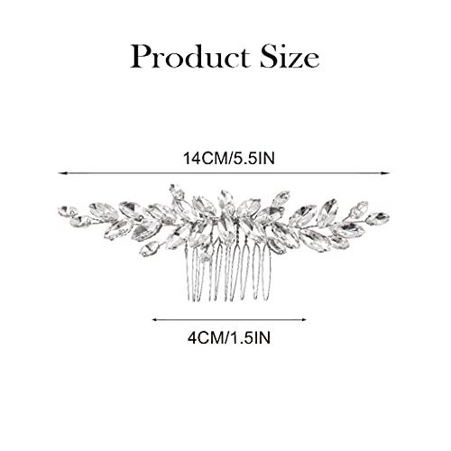 EVILD Evild Crystal Wedding Hair Comb Silver Rhinestone Bridal Headdress Bride Headpieces Wedding Hair Accessories for Brides and Bridesmaids