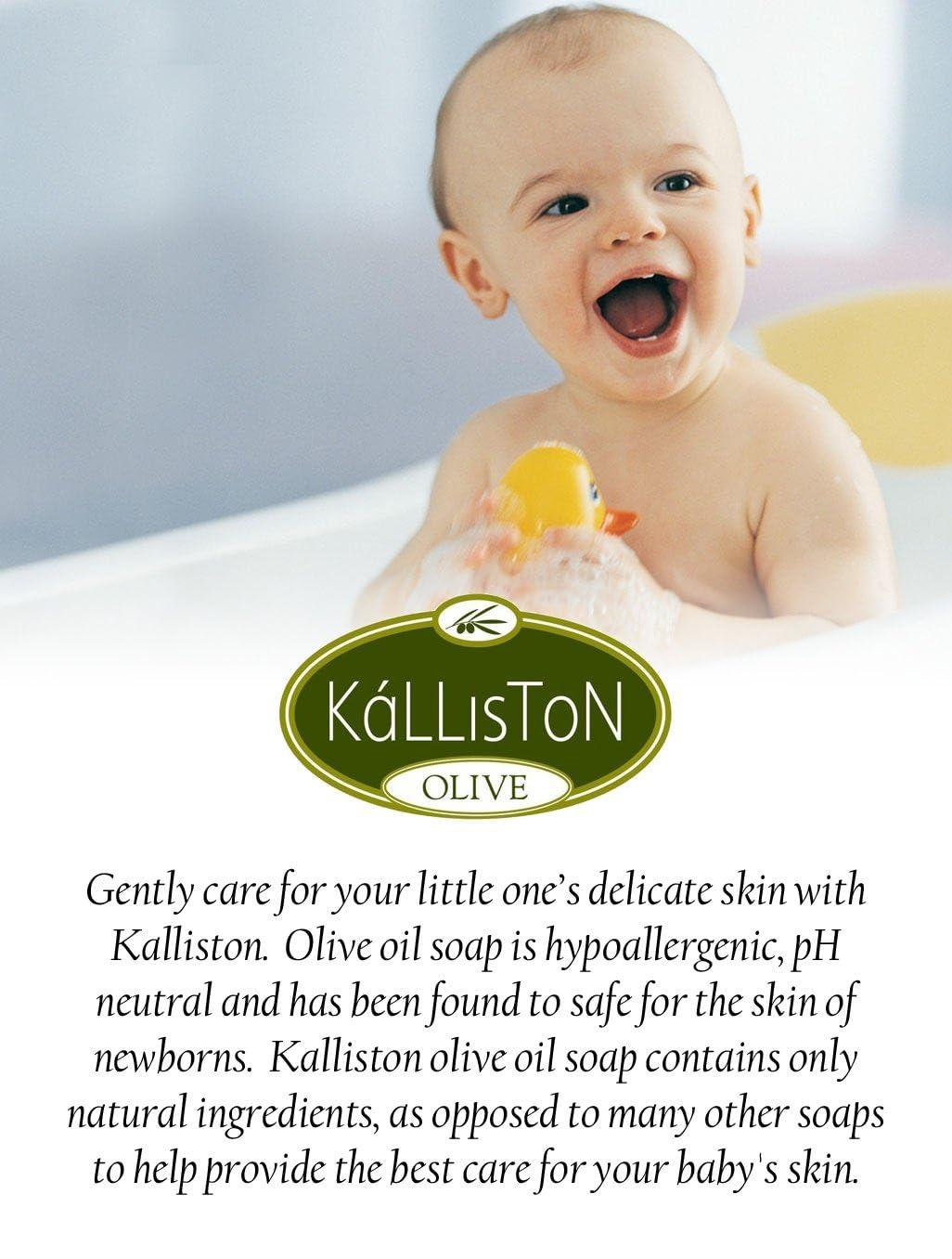 Kalliston Kalliston, Olive Oil Soap with Lavender extract and volcanic Pumice Stone, all-natural soap bars, product of Crete, Greece, Pack of 4