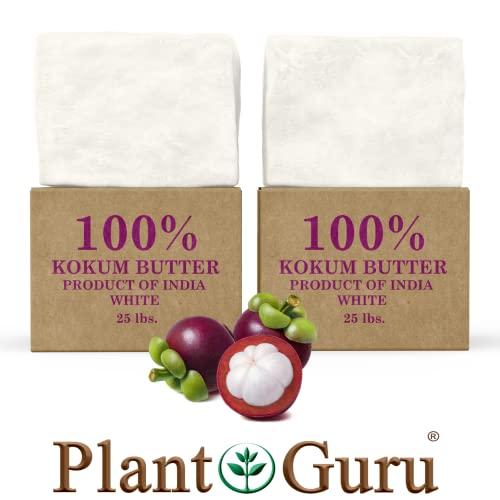 Plant Guru Raw Kokum Butter 8 oz. 100% Pure Natural Cold Pressed (HDPE Food Grade Jar) - Great for Skin, Body and Hair Moisturizer, DIY Creams, Balms, Lotions and Soap Making.