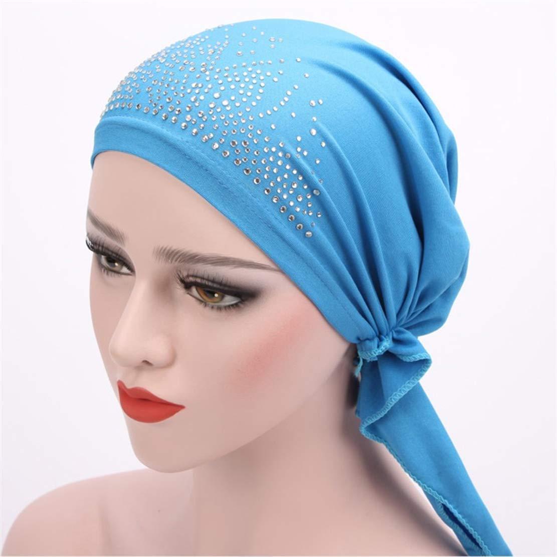 Belyee Womens Head Wraps Long Hair Scarf Turban Pre-tie Head Scarves for African Women Black
